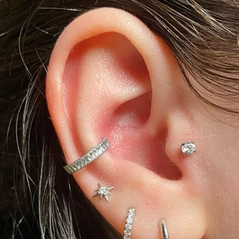 Boucle D'oreille Cartilage Anneau Pavé Zircon