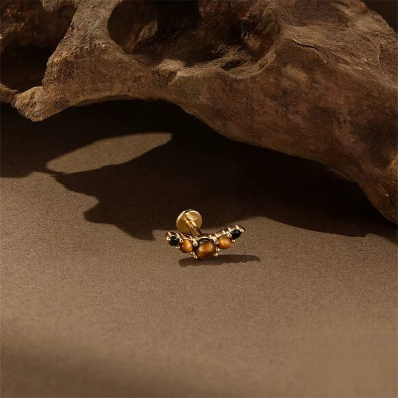 Boucle D'oreille Cartilage Arc Perlé Ambré