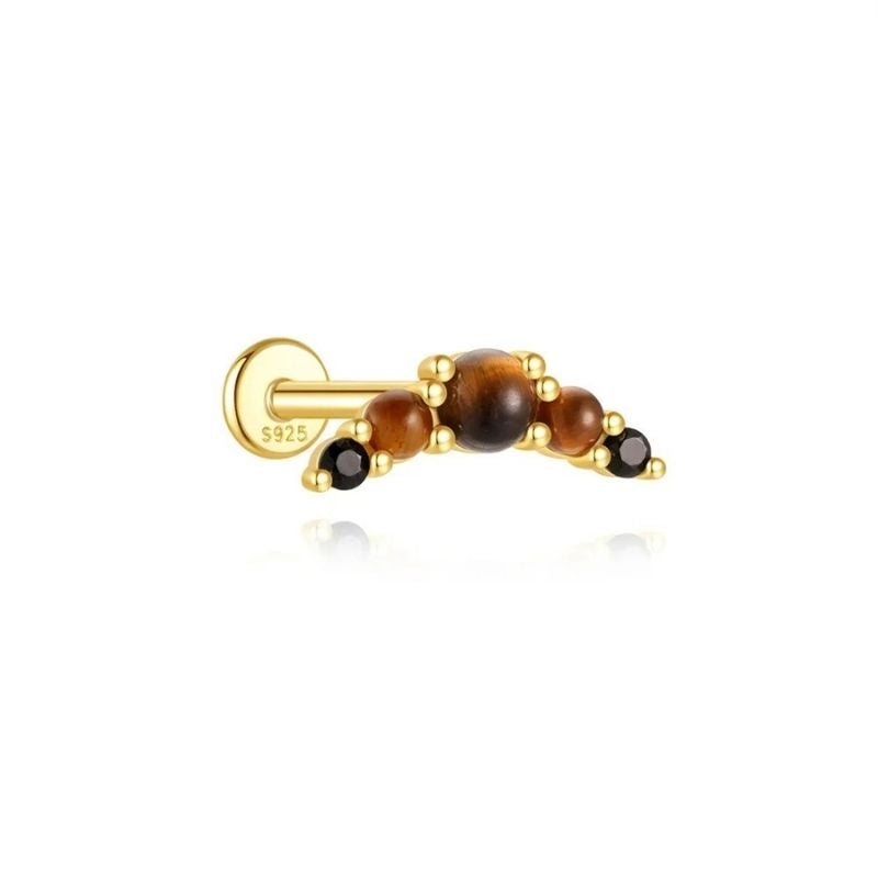 Boucle D'oreille Cartilage Arc Perlé Ambré