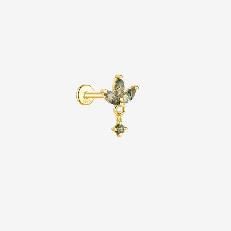 Boucle D'oreille Cartilage Brindille Verte Pendante