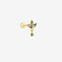 Boucle D'oreille Cartilage Brindille Verte Pendante