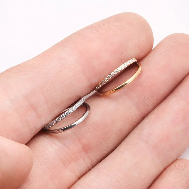 Boucle D'oreille Cartilage Effet Double Anneau Zircon Image