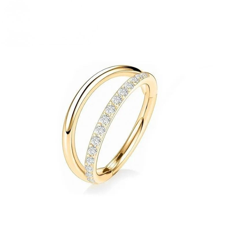Boucle D'oreille Cartilage Effet Double Anneau Zircon