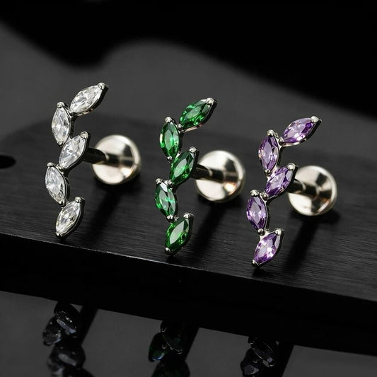 Boucle D'oreille Cartilage Feuilles Éclats Colorés