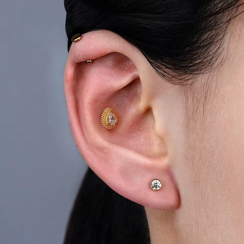 Boucle D’oreille Cartilage Goutte Cristal