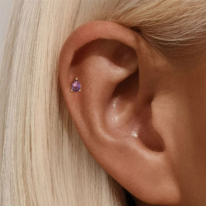 Boucle D'oreille Cartilage Goutte Violette