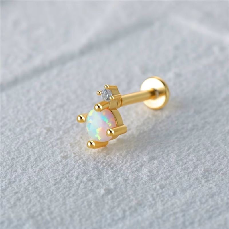Boucle D'oreille Cartilage Opale Solitaire Zircon