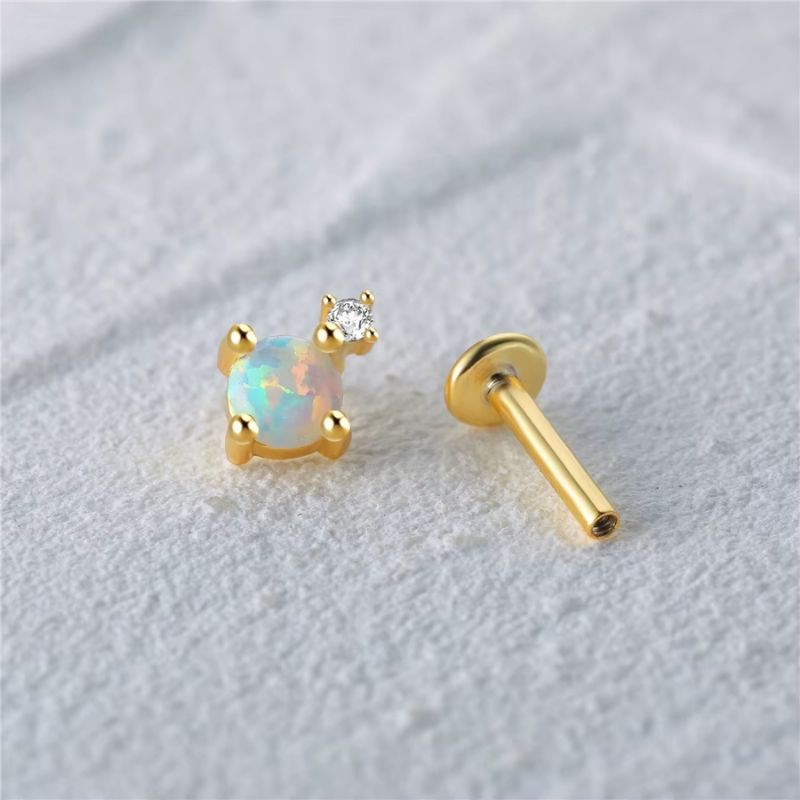 Boucle D'oreille Cartilage Opale Solitaire Zircon
