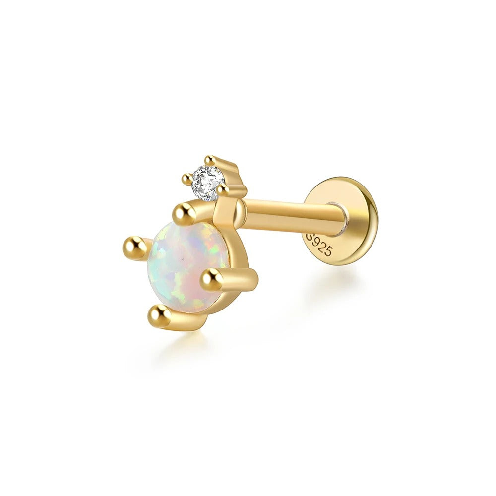 Boucle D'oreille Cartilage Opale Solitaire Zircon