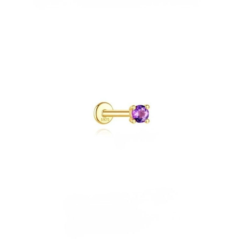 Boucle D'oreille Cartilage Pierre Violette Ronde