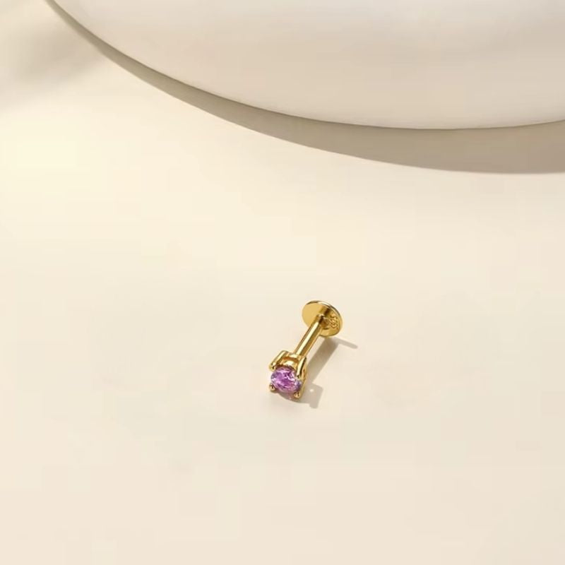 Boucle D'oreille Cartilage Pierre Violette Ronde