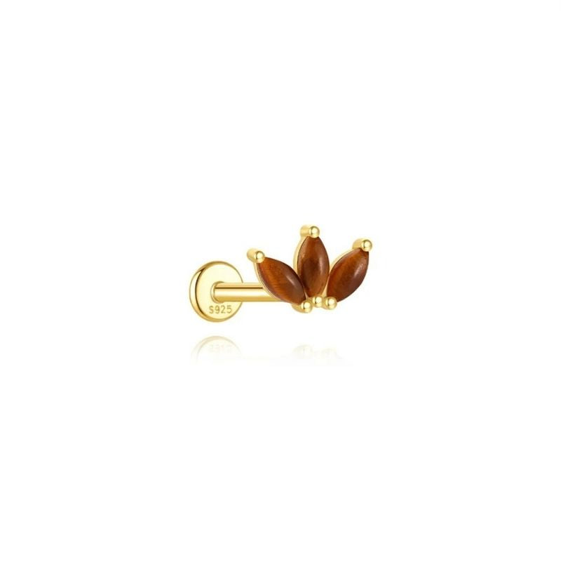 Boucle D'oreille Cartilage Puce Lotus Marron