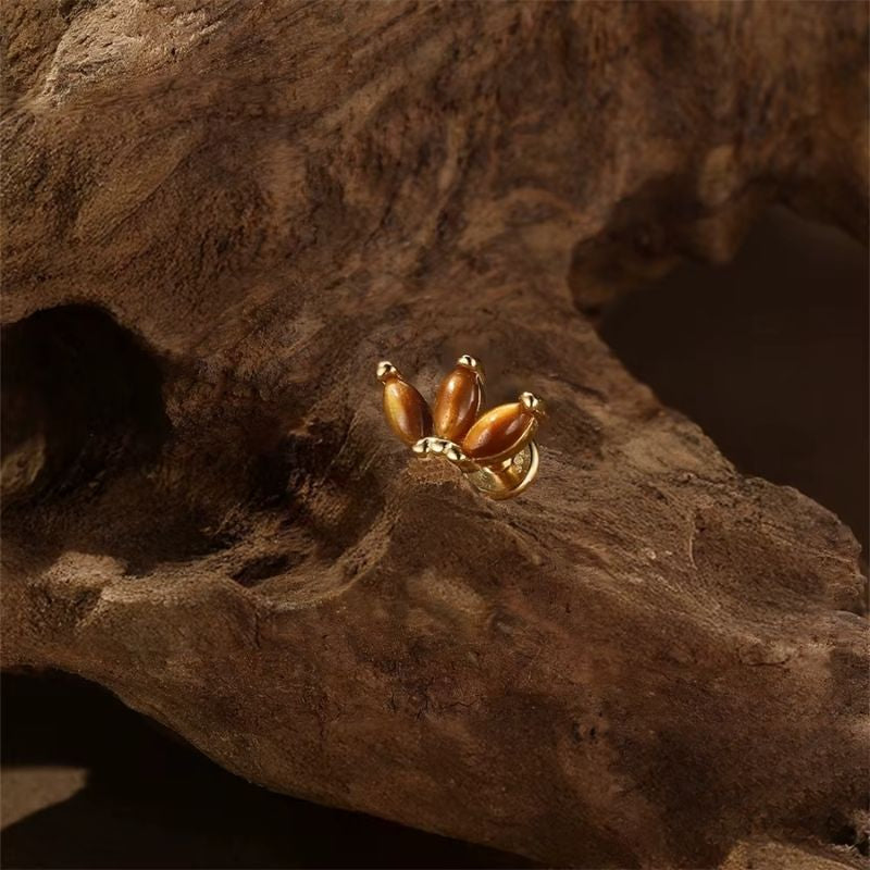 Boucle D'oreille Cartilage Puce Lotus Marron