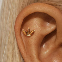 Boucle D'oreille Cartilage Puce Lotus Marron