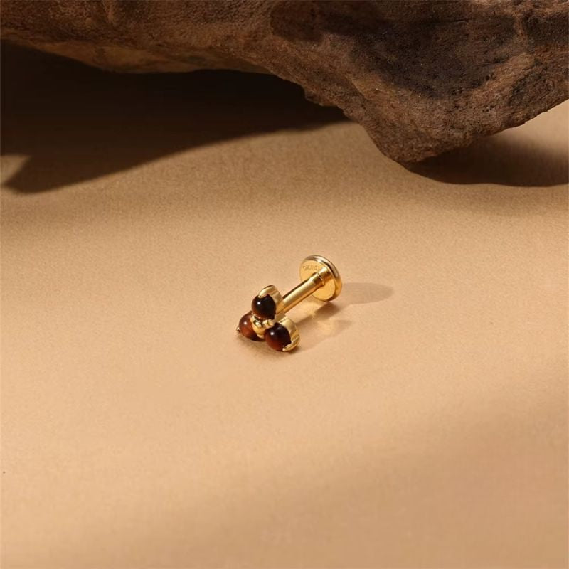 Boucle D'oreille Cartilage Puce Trio Marron