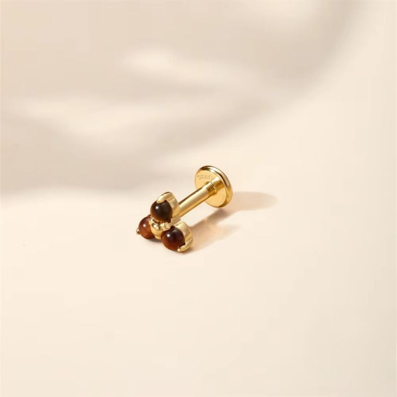 Boucle D'oreille Cartilage Puce Trio Marron