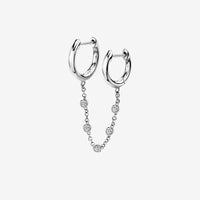 Boucle D’oreille Chaine 2 Trous Argentée Guirlande De Pierres
