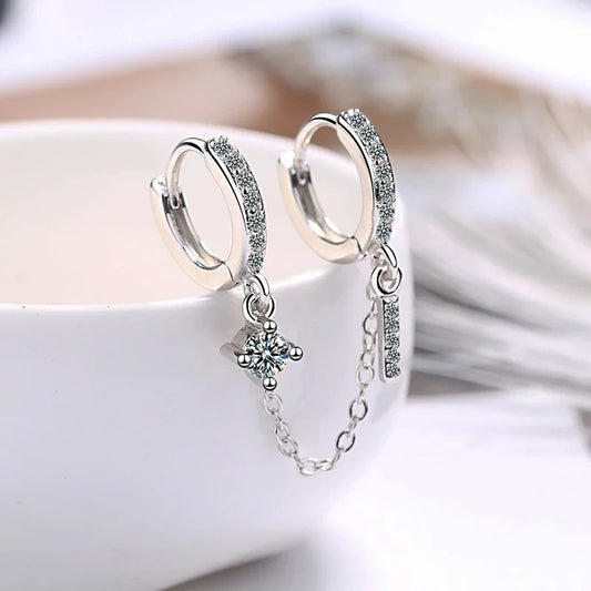 Boucle D'Oreille Chaine 2 Trous Lumineuse