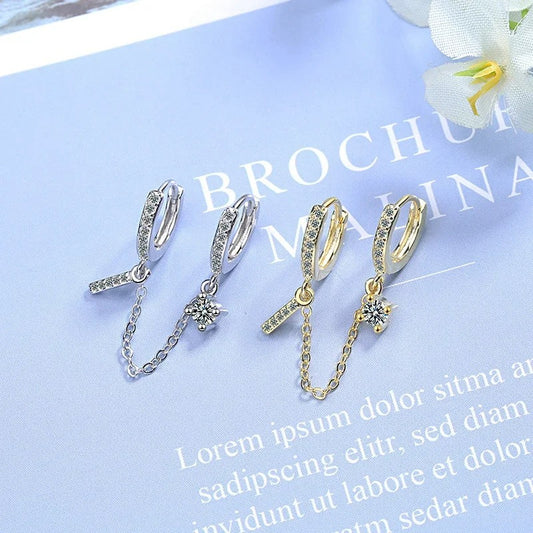 Boucle D'Oreille Chaine 2 Trous Lumineuse