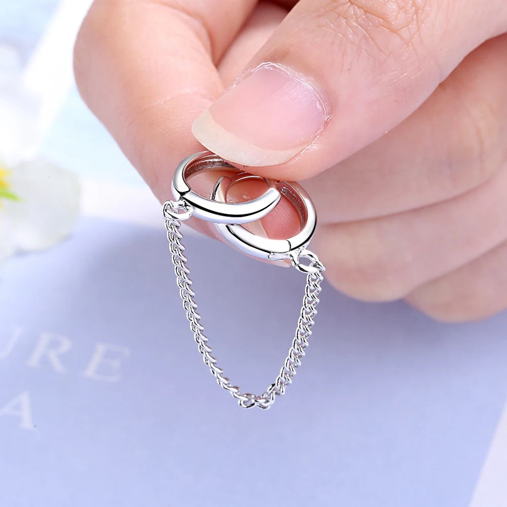 Boucle D'Oreille Chaine 2 Trous Minimaliste