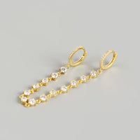 Boucle D'Oreille Chaine 2 Trous Strass Zircon