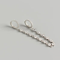 Boucle D'Oreille Chaine 2 Trous Strass Zircon