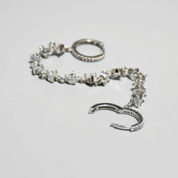 Boucle D'Oreille Chaine 2 Trous Strass Zircon