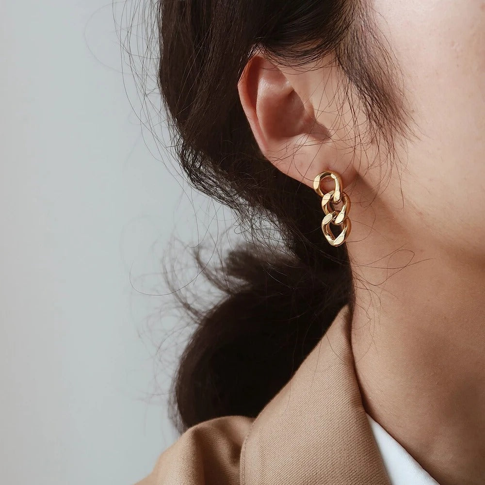 Boucle D'oreille Chaine Acier Inoxydable