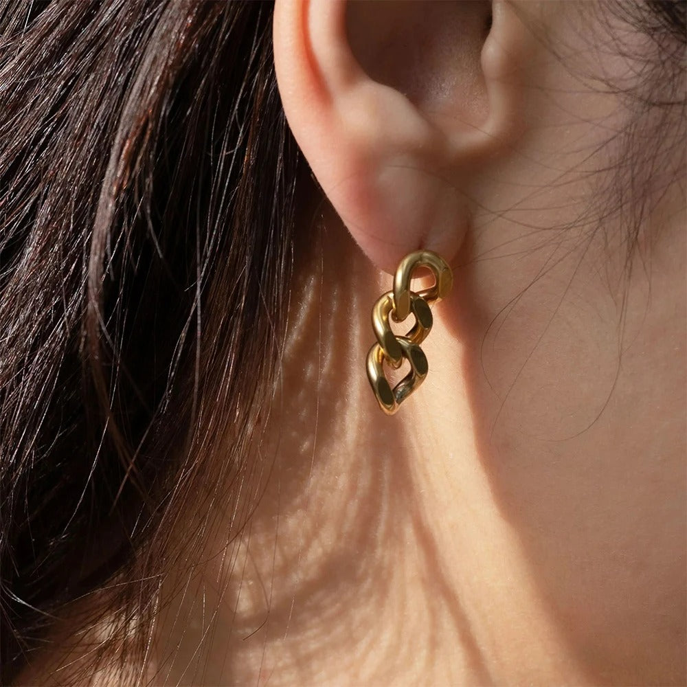 Boucle D'oreille Chaine Acier Inoxydable