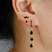 Boucle D'Oreille Chaine Contrastée Noir Acier Inoxydable