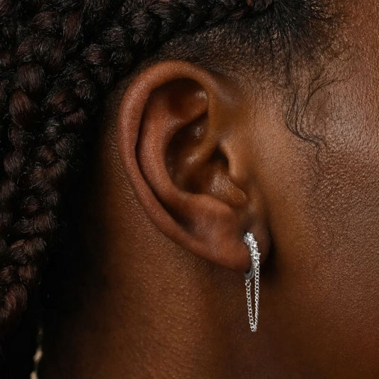 Boucle d'Oreille Chaine Créole Argentée Scintillante