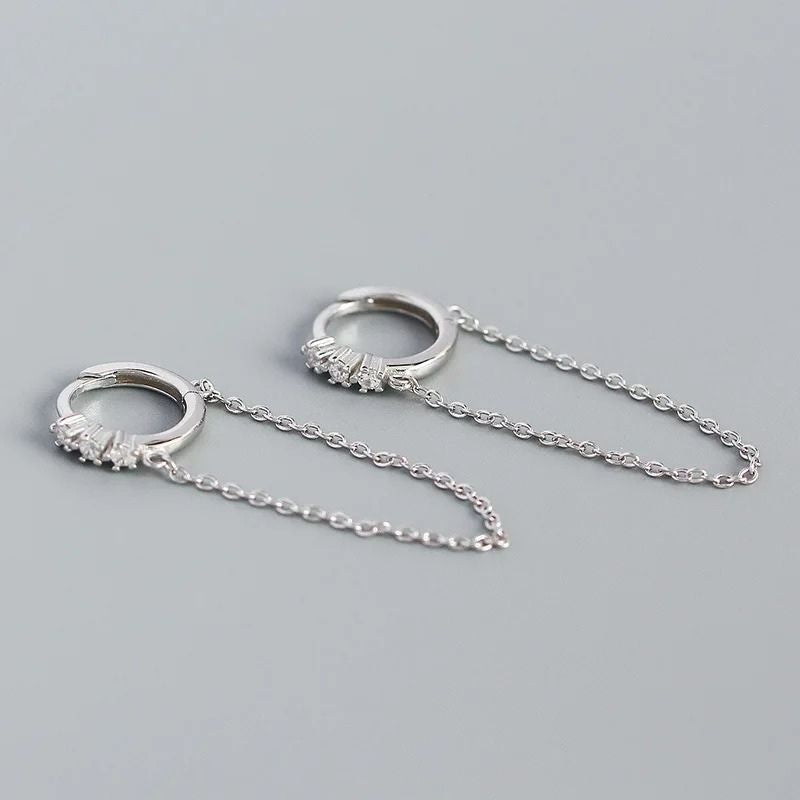 Boucle d'Oreille Chaine Créole Argentée Scintillante