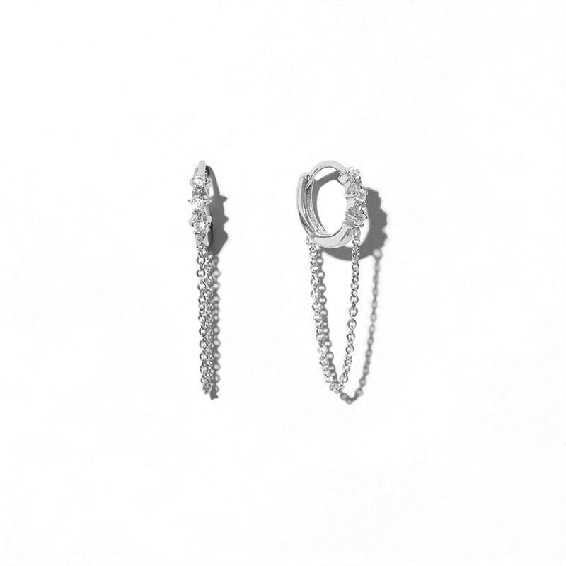 Boucle d'Oreille Chaine Créole Argentée Scintillante