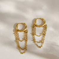 Boucle D’oreille Chaine Créole Cascade Trois Rangs - Acier Inoxydable
