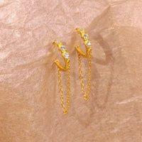 Boucle d'Oreille Chaine Créole Dorée Pendante