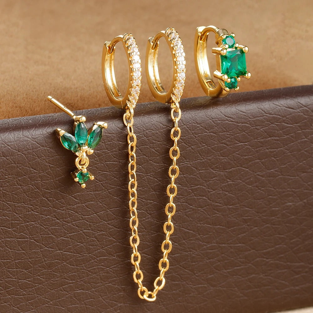 Boucle D'oreille Chaine Colorée Acier Inoxydable