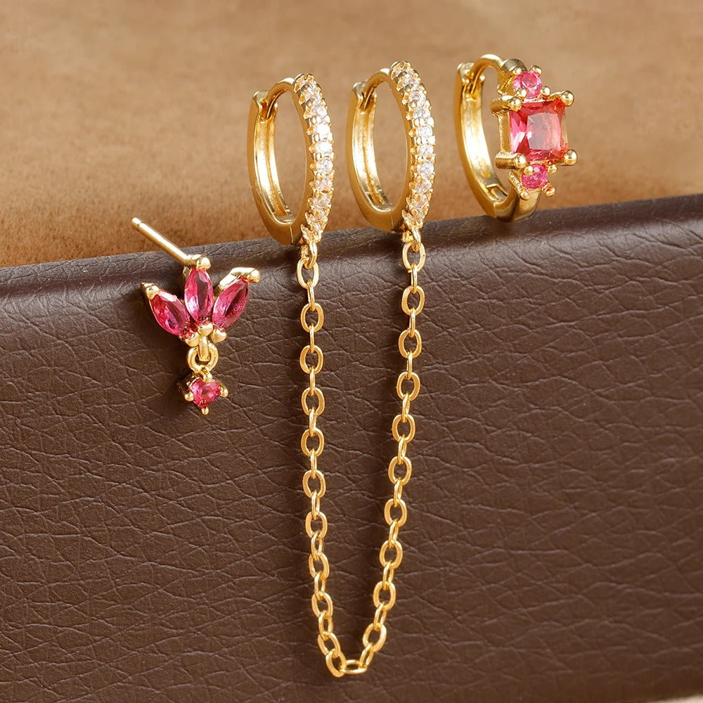 Boucle D'oreille Chaine Colorée Acier Inoxydable