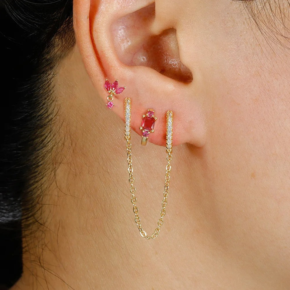 Boucle D'oreille Chaine Colorée Acier Inoxydable