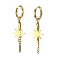 Boucle D'Oreille Chaine Dorée Étoile & Créole Acier Inoxydable