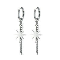 Boucle D'Oreille Chaine Dorée Étoile & Créole Acier Inoxydable