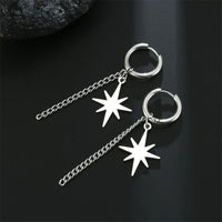 Boucle D'Oreille Chaine Dorée Étoile & Créole Acier Inoxydable