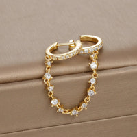 Boucle d'Oreille Chaine Double Anneau Acier Inoxydable