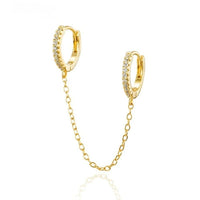 Boucle D'oreille Chaine Double Créole Étincelant
