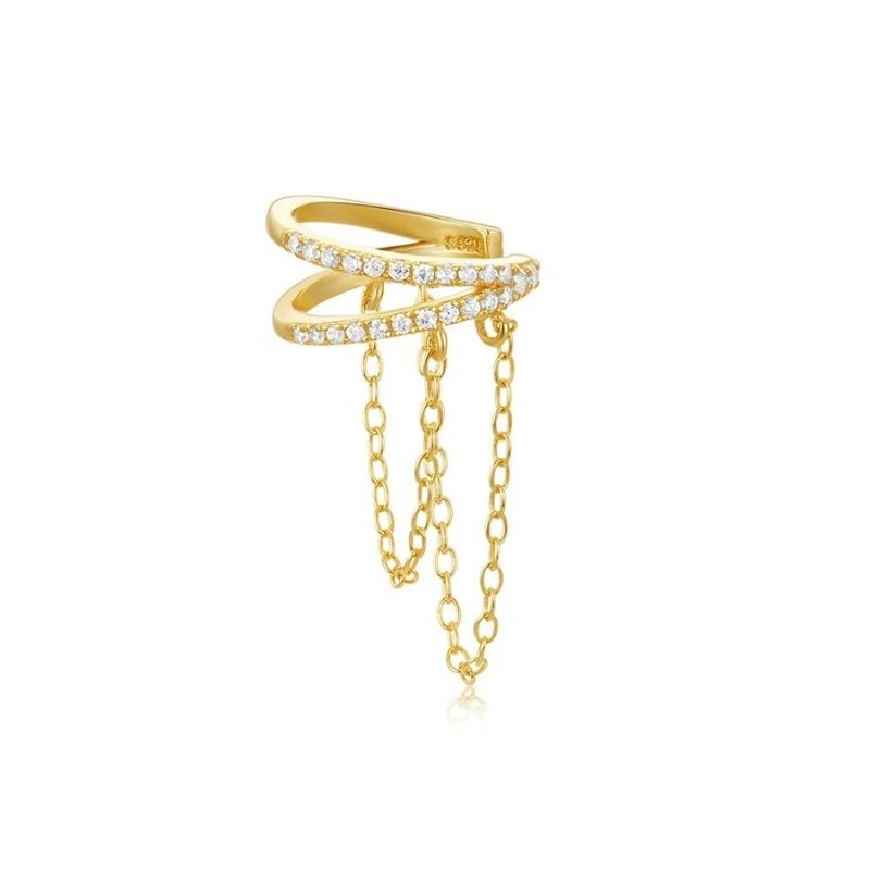 Boucle d'Oreille Chaine Ear Cuff Doré Scintillant