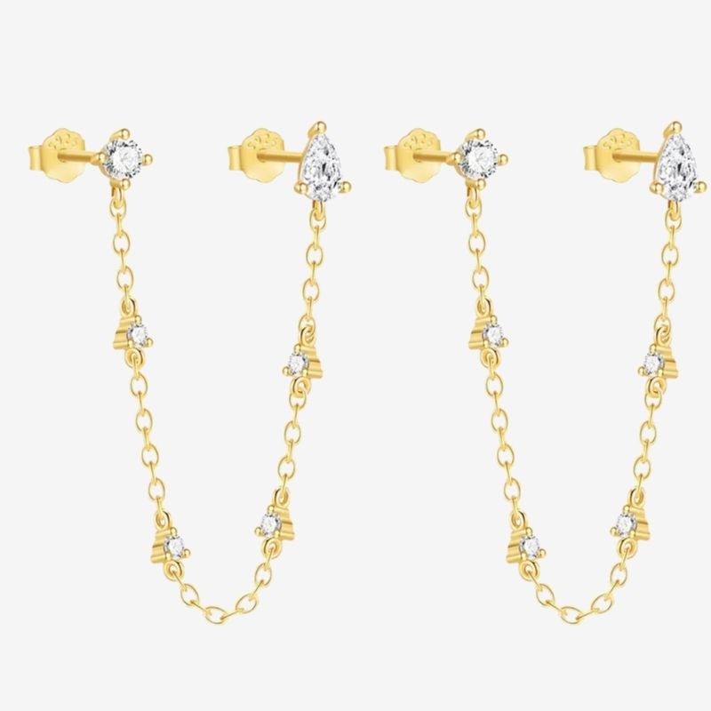 Boucle d'Oreille Chaine Goutte D'eau Scintillante