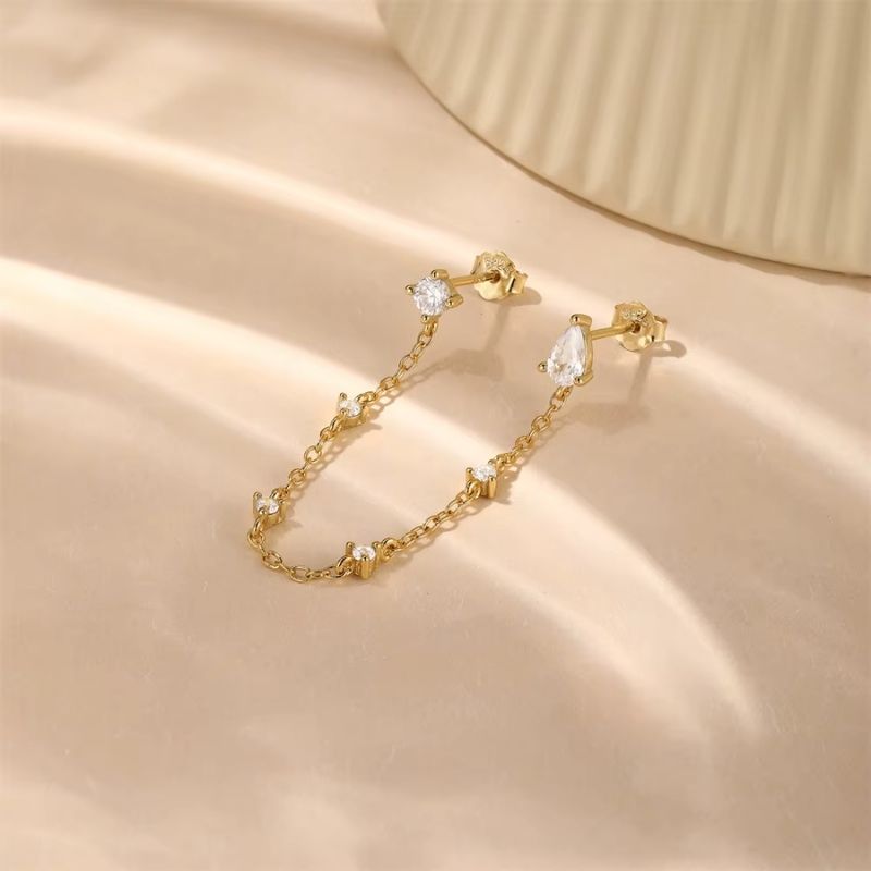 Boucle d'Oreille Chaine Goutte D'eau Scintillante
