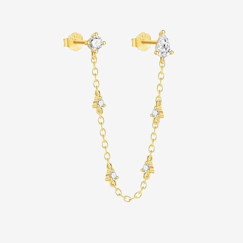 Boucle d'Oreille Chaine Goutte D'eau Scintillante