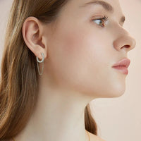 Boucle D'oreille Chaine Pendante - Argent & Moissanite
