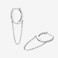 Boucle D'oreille Chaine Pendante - Argent & Moissanite
