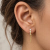 Boucle D’oreille Chaine Trio De Pierres Brillantes